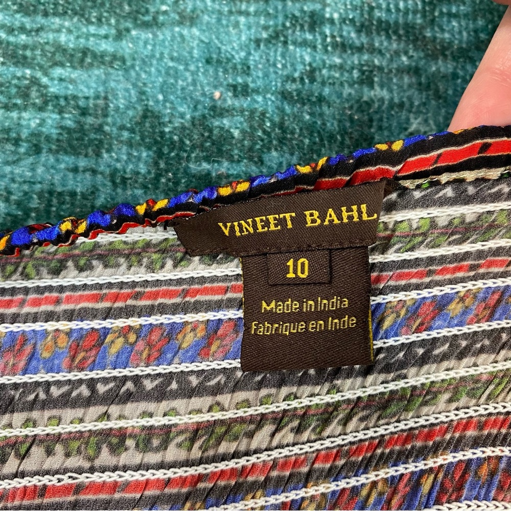 Vineet Bahl Anthropologie Valerie Embroidered Maxi Dress 10 Floral Boho Batik - Picture 4 of 16